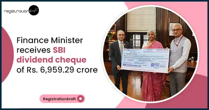 Finance Minister receives SBI dividend cheque